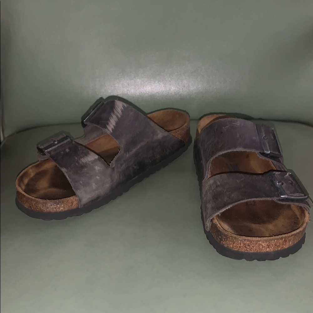 Birkenstock gray Sandals with Adjustable Buckles and Anatomical Footbed
